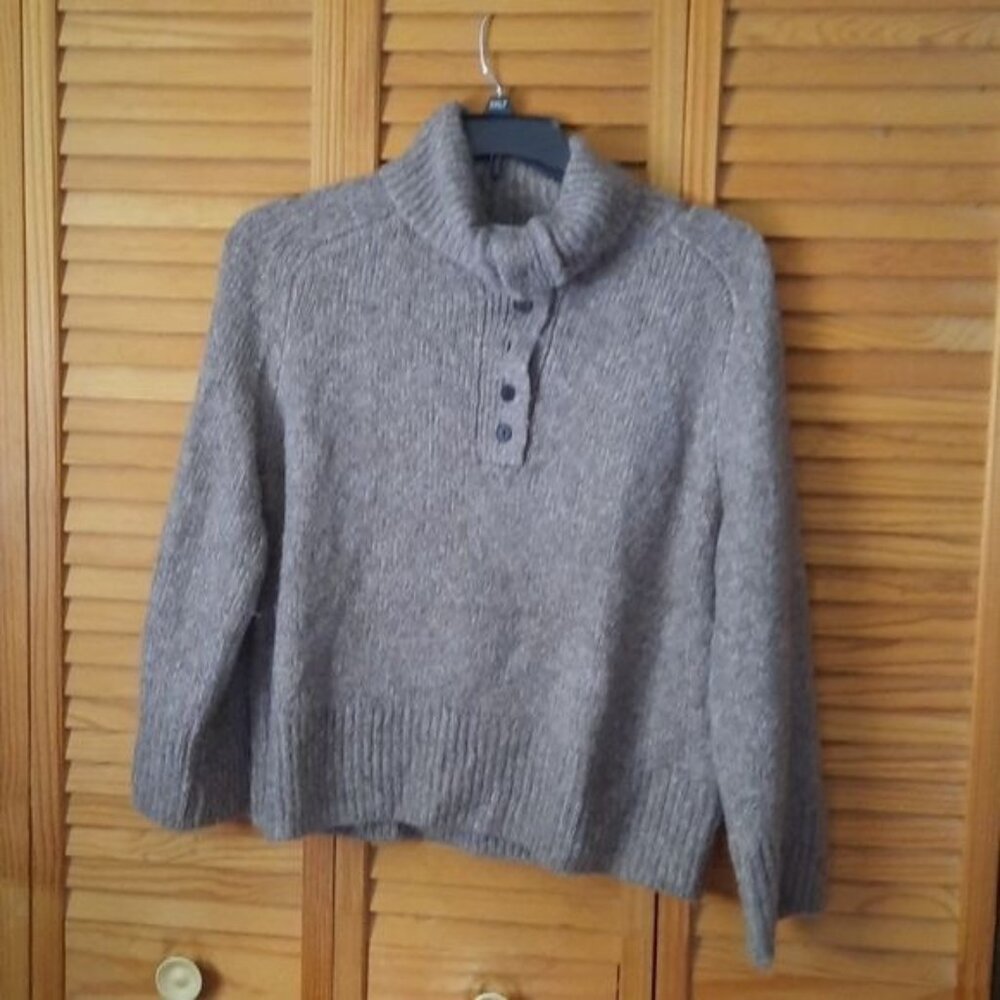 Zara Button Up Turtleneck Wool Blend Sweater Size Small